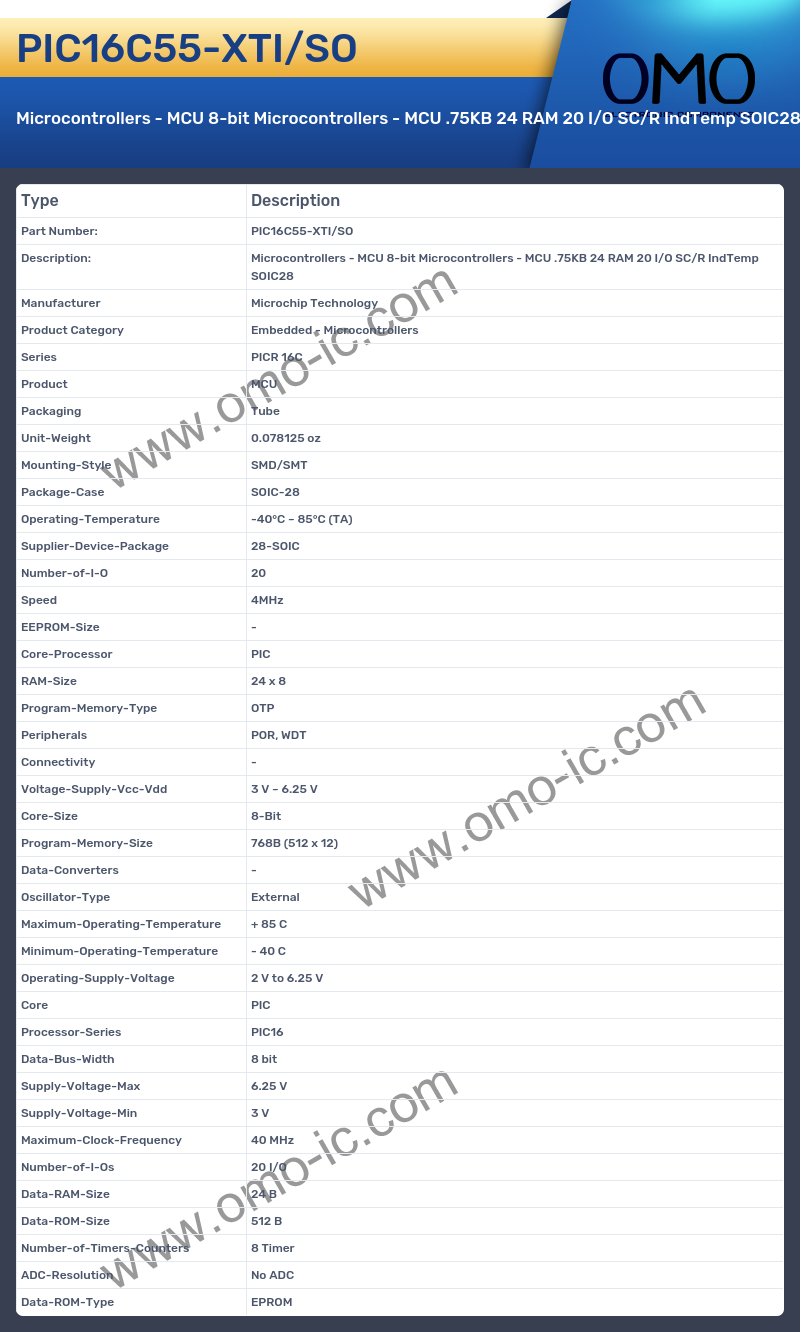 PIC16C55-XTI/SO