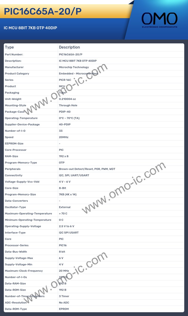 PIC16C65A-20/P