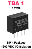 TBA 1 Series, 1 Watt DC/DC Converters